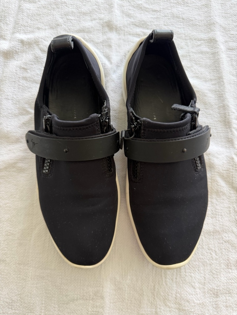 Giuseppe Zanotti Black Slip-On Sneakers with White Soles